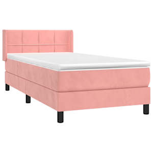 Box spring postel s matrací růžová 90x190 cm samet - obrázek 3