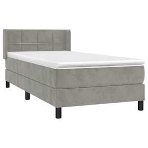Box spring postel s matrací světle šedá 100x200 cm samet - obrázek 3
