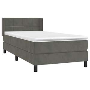 Box spring postel s matrací tmavě šedá 100x200 cm samet - obrázek 3