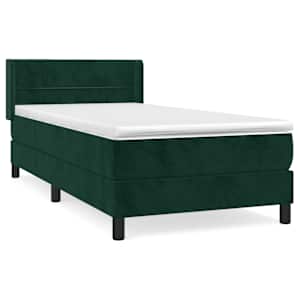 Box spring postel s matrací tmavě zelená 100x200 cm samet - obrázek 2
