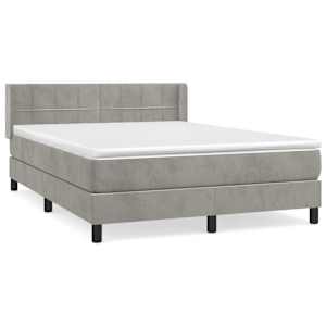 Box spring postel s matrací světle šedá 140x190 cm samet - obrázek 2