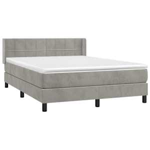Box spring postel s matrací světle šedá 140x190 cm samet - obrázek 3