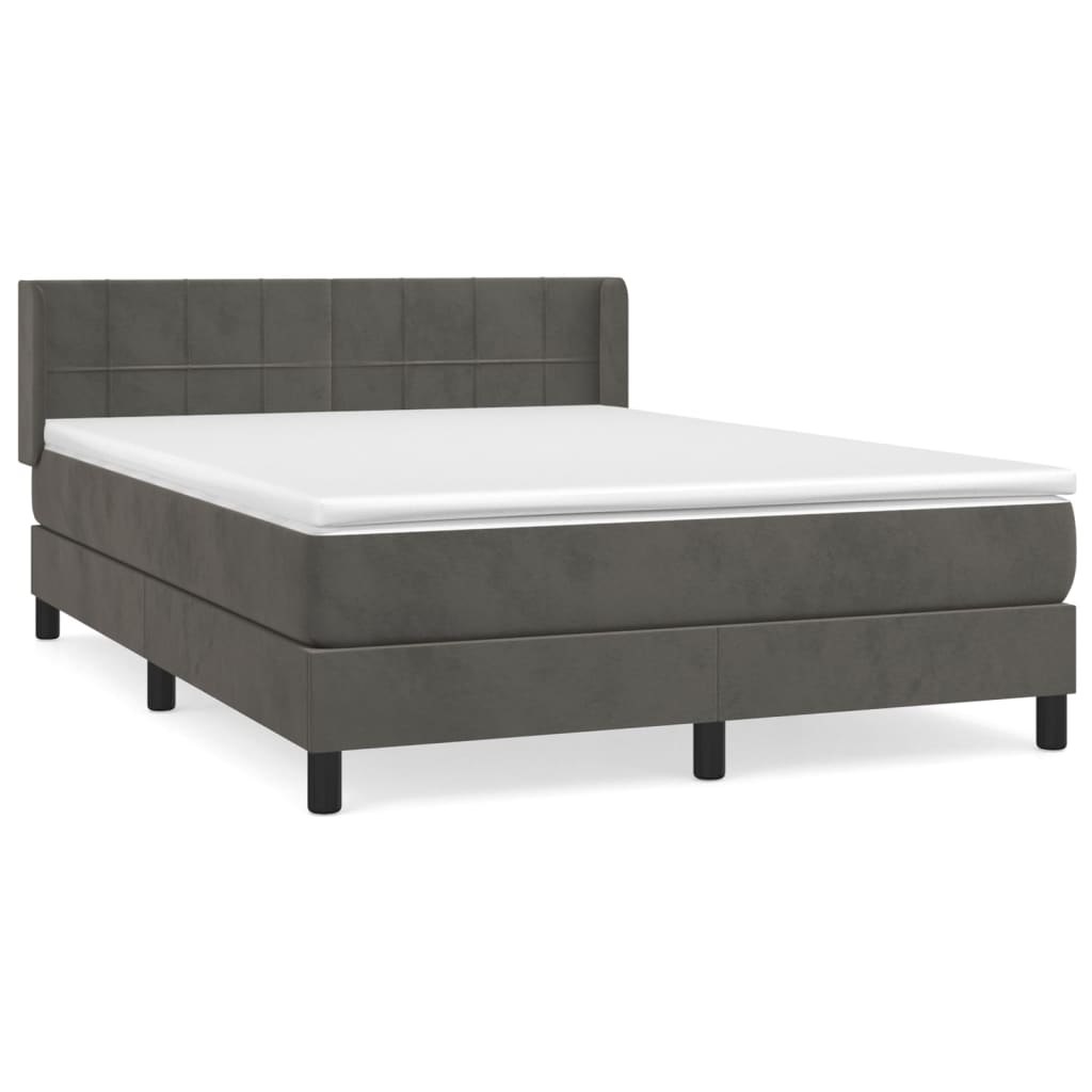 Thumbnail - vidaXL Boxspringbett mit Matratze Dunkelgrau 140x190 cm Samt