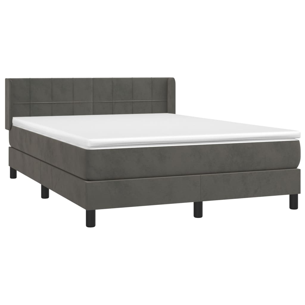 Thumbnail - vidaXL Boxspringbett mit Matratze Dunkelgrau 140x190 cm Samt