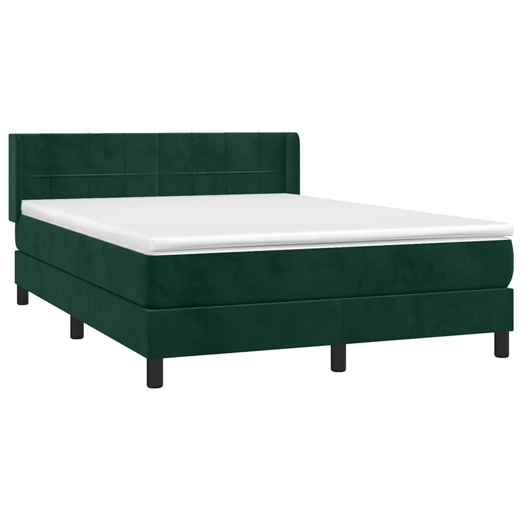 Thumbnail - vidaXL Boxspringbett mit Matratze Dunkelgrün 140x190 cm Samt