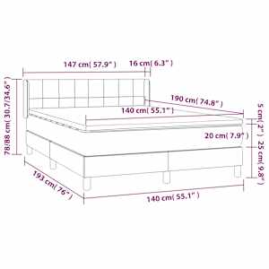 Box spring postel s matrací tmavě zelená 140x190 cm samet - obrázek 8
