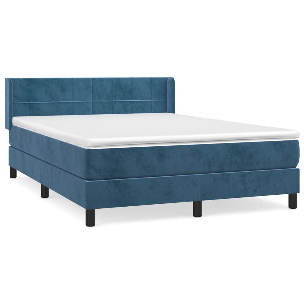 Thumbnail - vidaXL Boxspringbett mit Matratze Dunkelblau 140x200 cm Samt