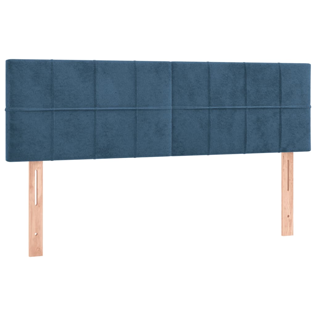 Box spring postelja z vzmetnico temno modra 140x200 cm žamet