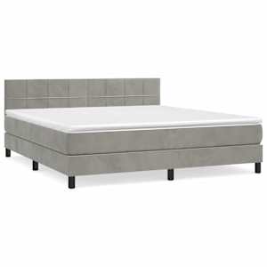 Box spring postel s matrací světle šedá 160x200 cm samet - obrázek 2