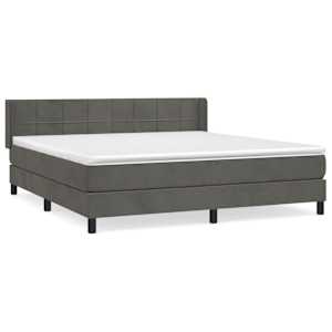 Box spring postel s matrací tmavě šedá 160x200 cm samet - obrázek 2