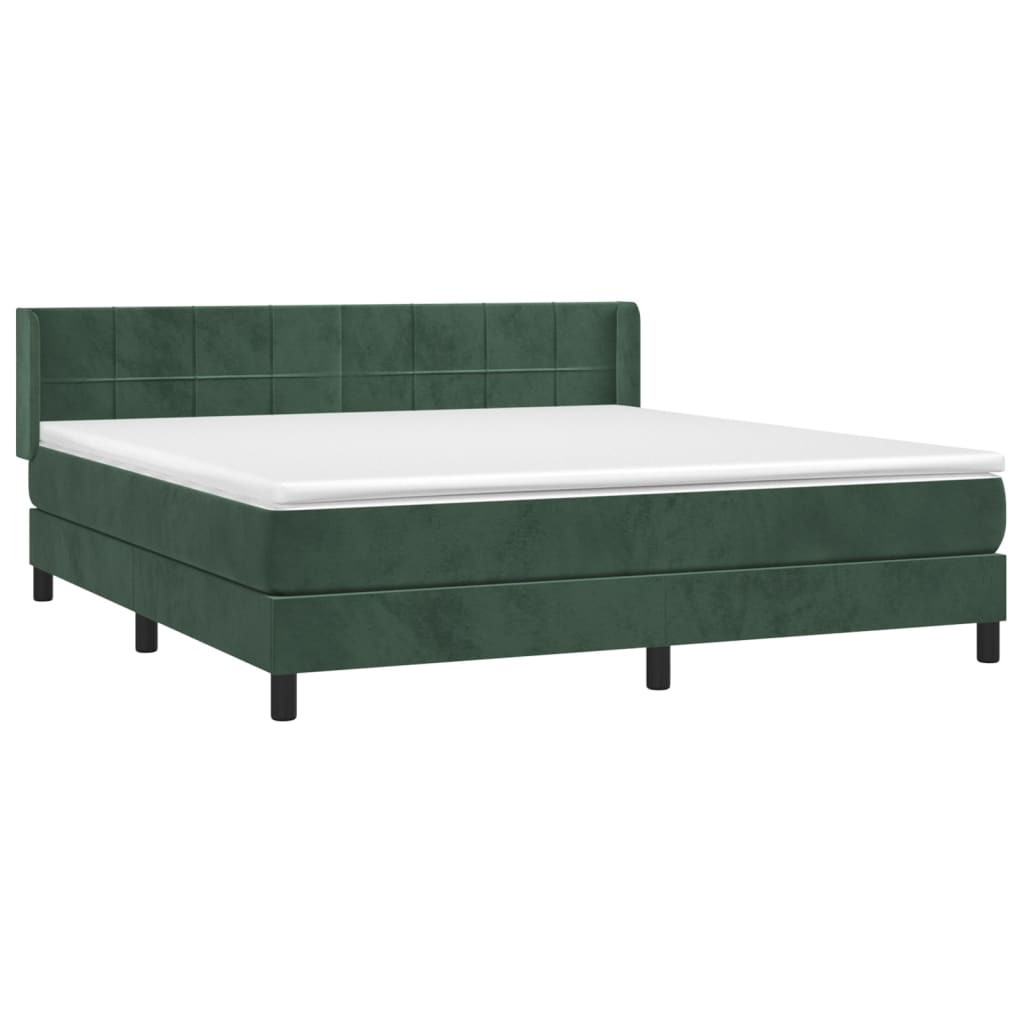 vidaXL Boxspring met matras fluweel donkergroen 180x200 cm afbeelding