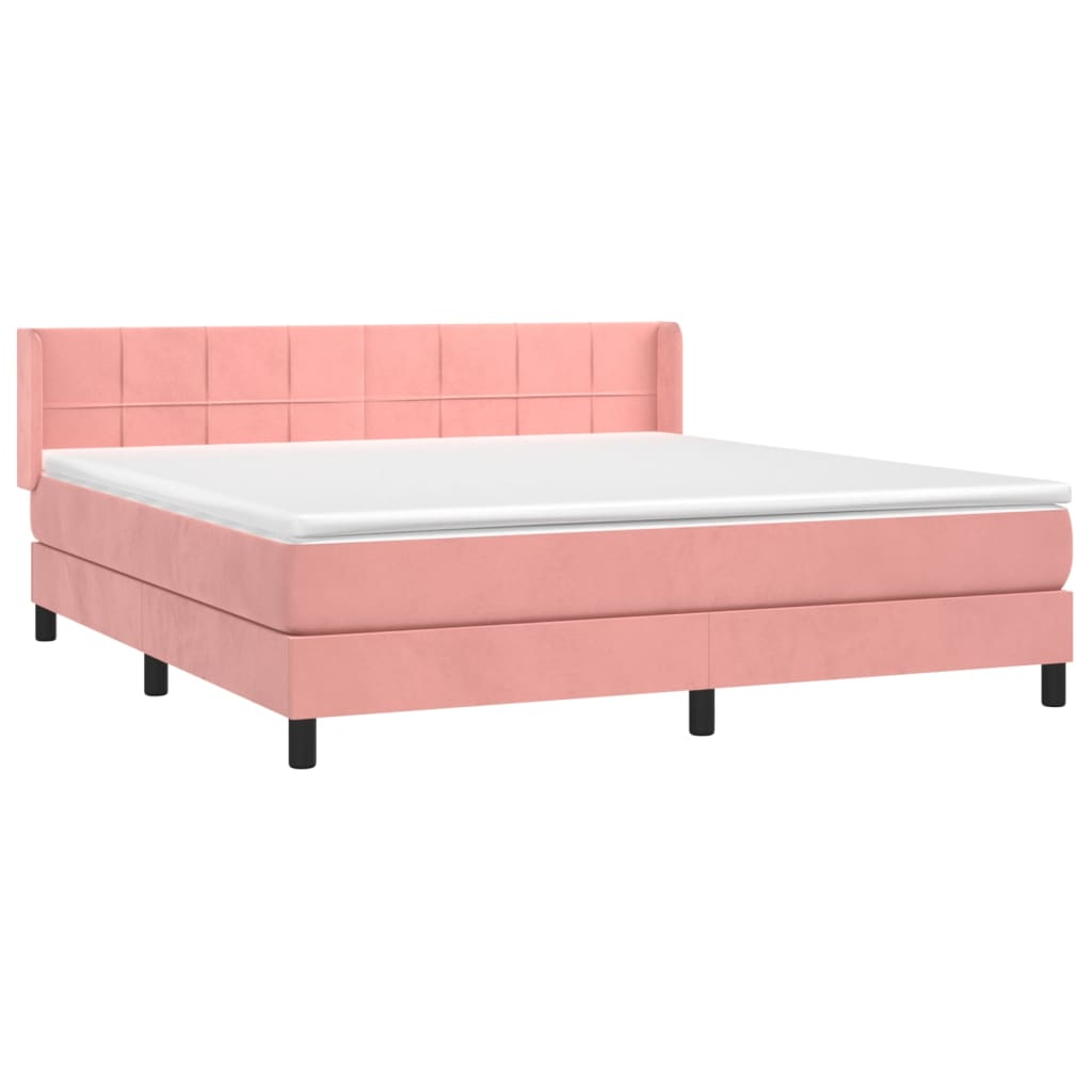 vidaXL Boxspring met matras fluweel roze 180x200 cm afbeelding
