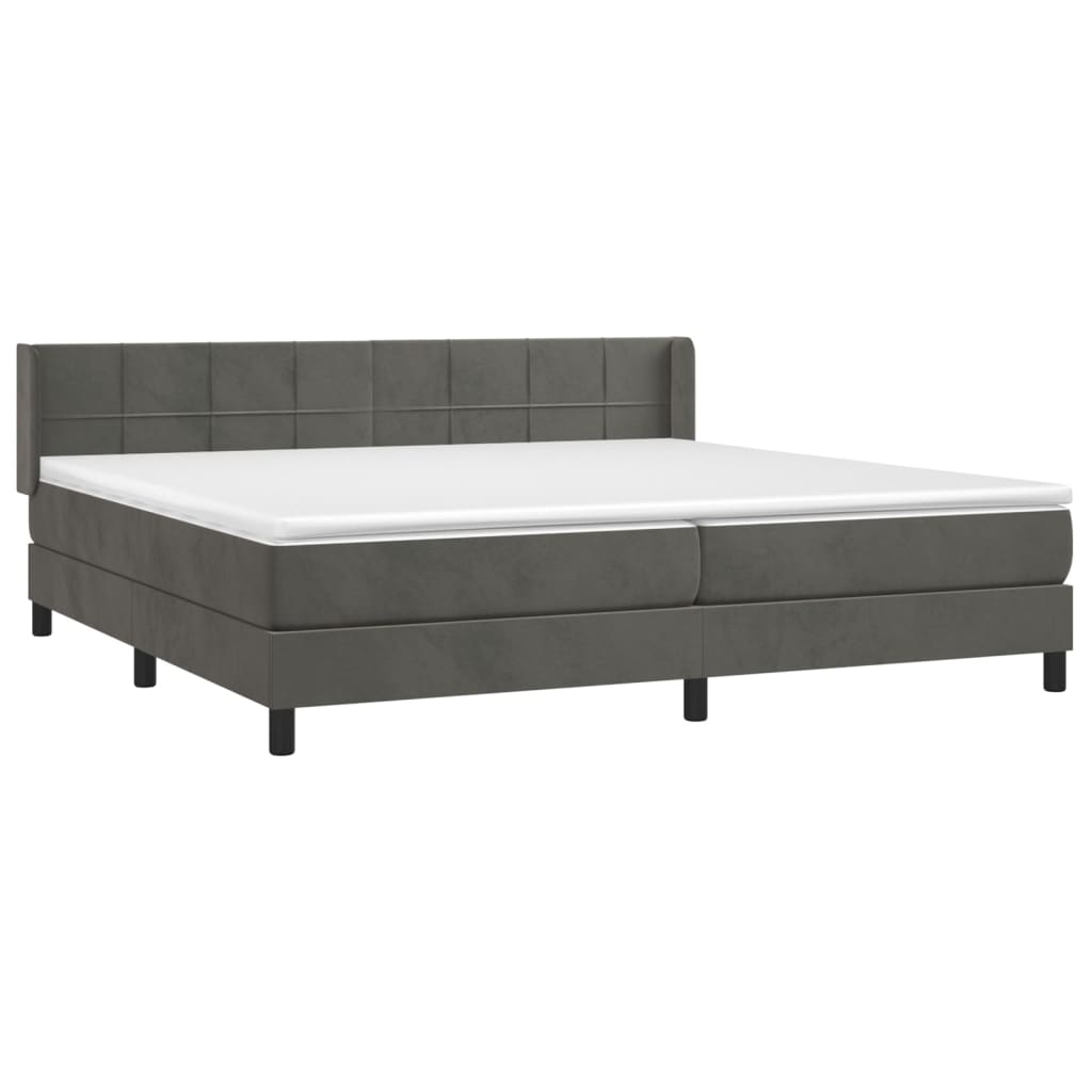 vidaXL Boxspring met matras fluweel donkergrijs 200x200 cm afbeelding