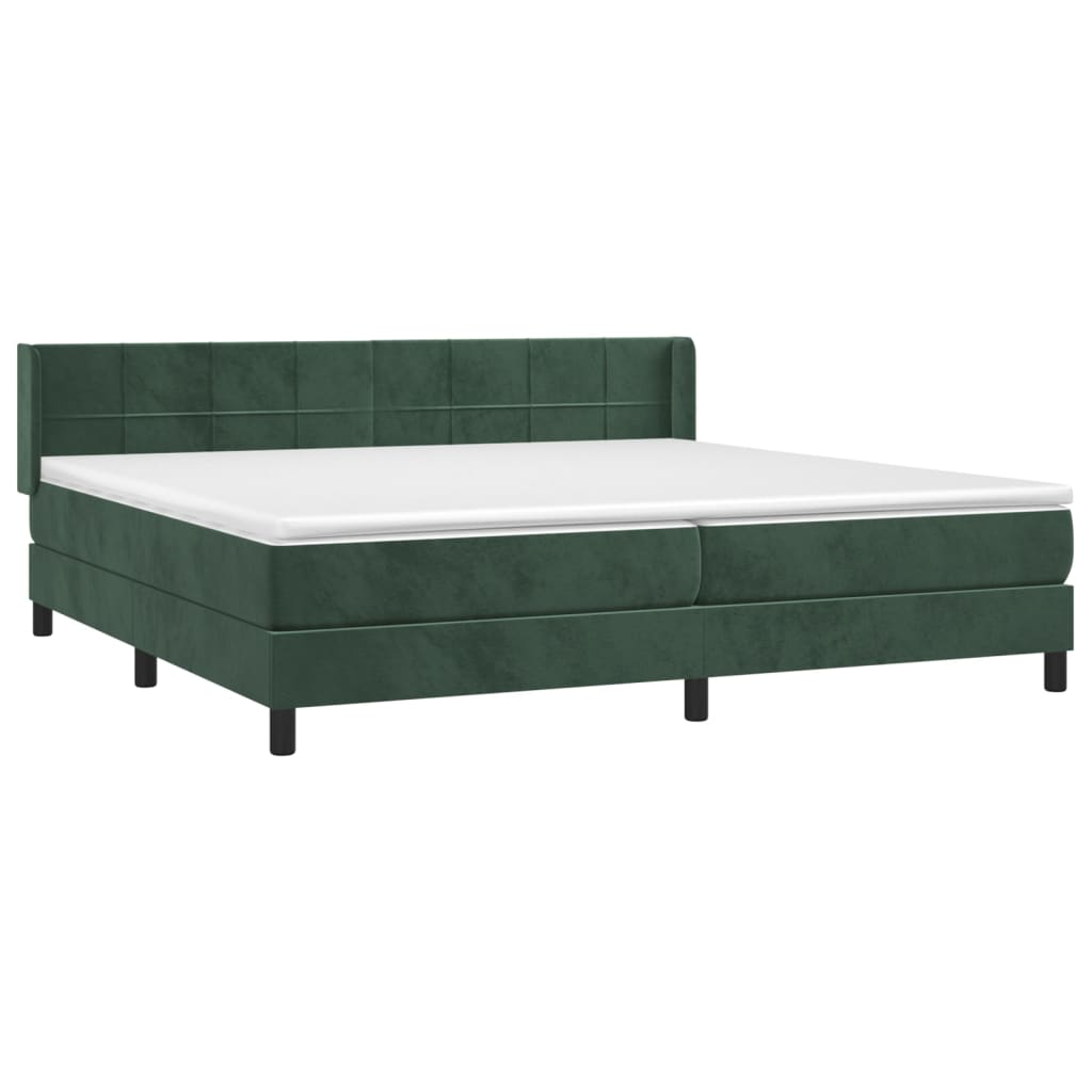vidaXL Boxspring met matras fluweel donkergroen 200x200 cm afbeelding