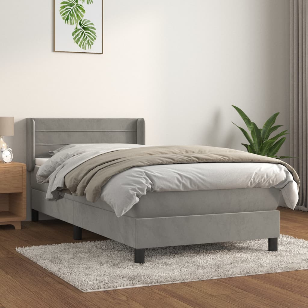 Box spring postel s matrací světle šedá 80 x 200 cm samet
