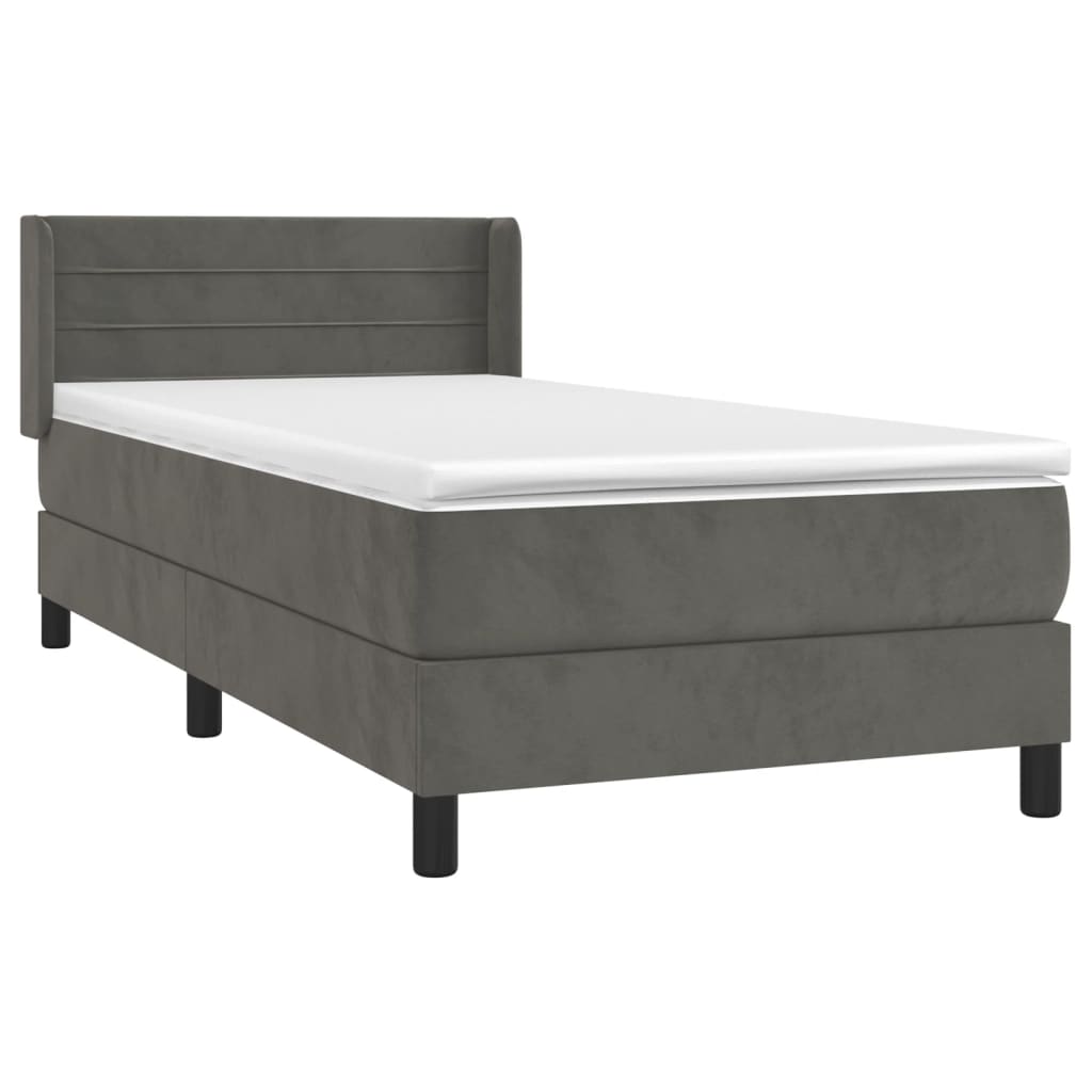 vidaXL Boxspring met matras fluweel donkergrijs 80x200 cm afbeelding