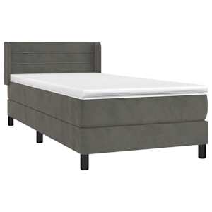 Box spring postel s matrací tmavě šedá 90x190 cm samet - obrázek 3
