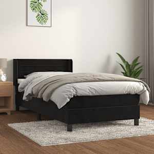 Box spring postel s matrací černá 90x190 cm samet - obrázek 1