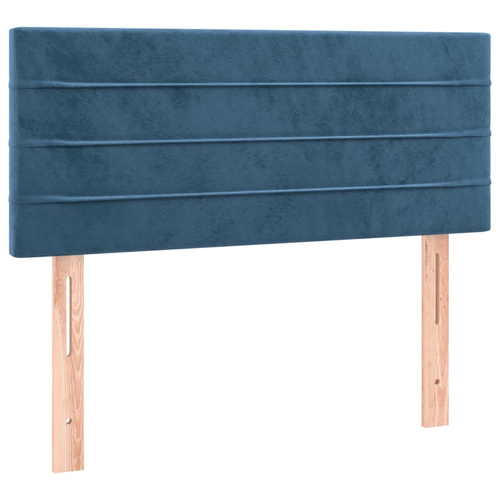 Pat box spring cu saltea, albastru închis, 90x190 cm, catifea