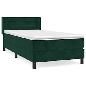Box spring postel s matrací tmavě zelená 90x200 cm samet - obrázek 2