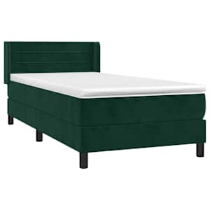 Box spring postel s matrací tmavě zelená 90x200 cm samet - obrázek 3