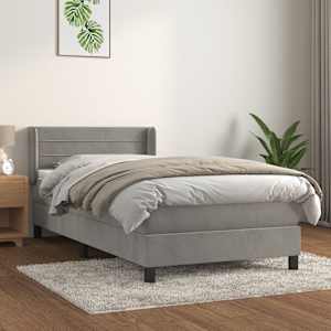 Box spring postel s matrací světle šedá 100x200 cm samet - obrázek 1