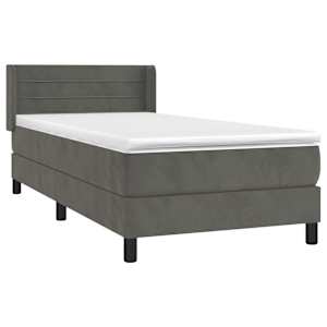 Box spring postel s matrací tmavě šedá 100x200 cm samet - obrázek 3