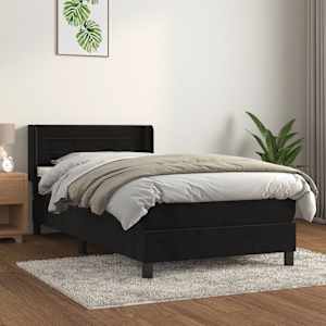 Box spring postel s matrací černá 100x200 cm samet - obrázek 1