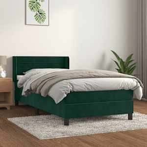 Box spring postel s matrací tmavě zelená 100x200 cm samet - obrázek 1