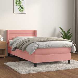 Box spring postel s matrací růžová 100x200 cm samet - obrázek 1