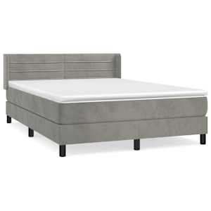 Box spring postel s matrací světle šedá 140x190 cm samet - obrázek 2