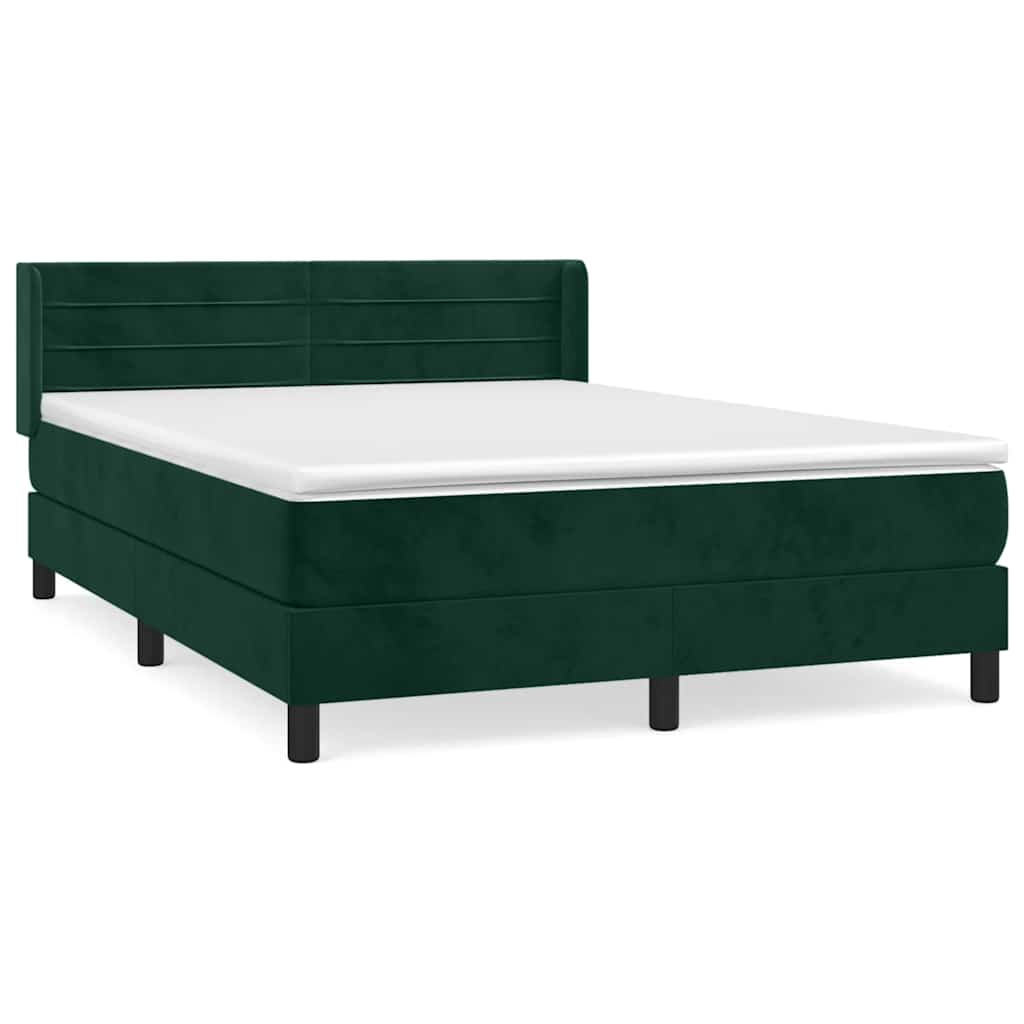 Thumbnail - vidaXL Boxspringbett mit Matratze Dunkelgrün 140x190 cm Samt