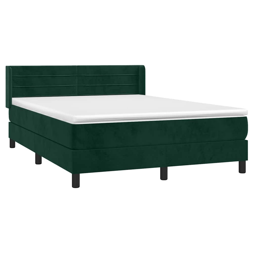 Thumbnail - vidaXL Boxspringbett mit Matratze Dunkelgrün 140x190 cm Samt