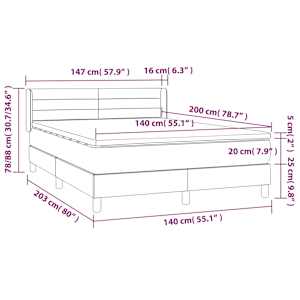 Box spring postel s matrací černá 140x200 cm samet - obrázek 7