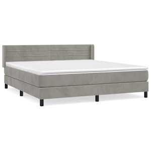 Box spring postel s matrací světle šedá 160x200 cm samet - obrázek 2