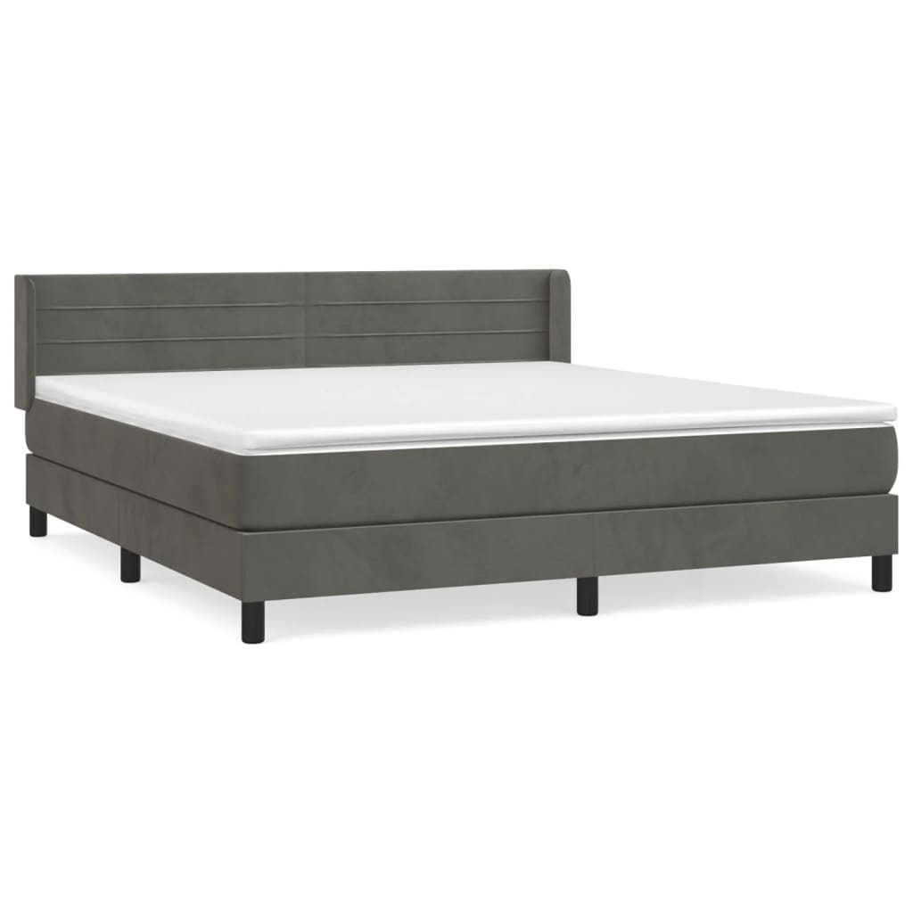 vidaXL Box spring postelja z vzmetnico temno siva 160x200 cm žamet