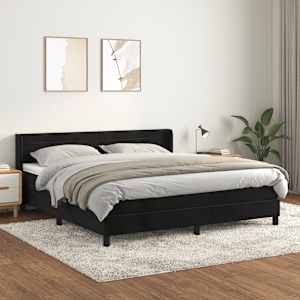 Box spring postel s matrací černá 160x200 cm samet - obrázek 1