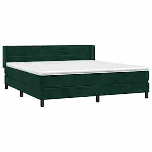 Box spring postel s matrací tmavě zelená 160x200 cm samet - obrázek 3