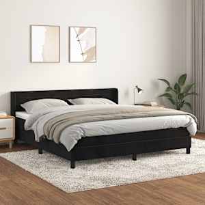 Box spring postel s matrací černá 180x200 cm samet - obrázek 1