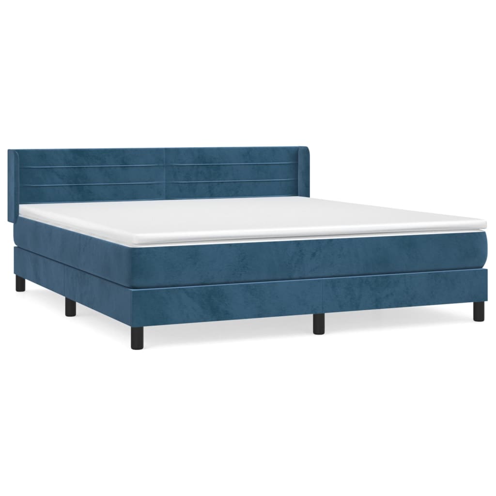 Thumbnail - vidaXL Boxspringbett mit Matratze Dunkelblau 180x200 cm Samt