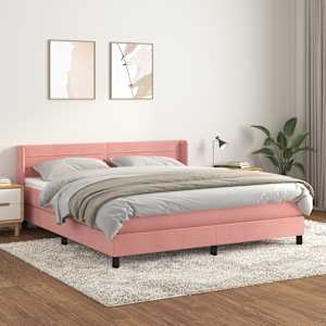 Box spring postel s matrací růžová 180x200 cm samet - obrázek 1