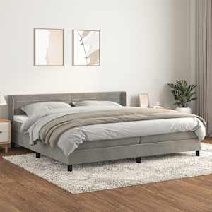 Box spring postel s matrací světle šedá 200x200 cm samet - obrázek 1