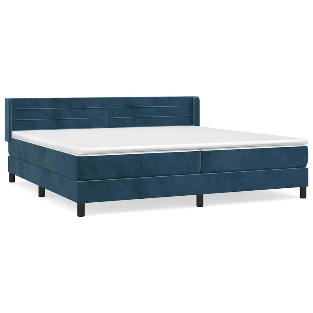 vidaXL Box spring postel s matrací tmavě modrá 200x200 cm samet