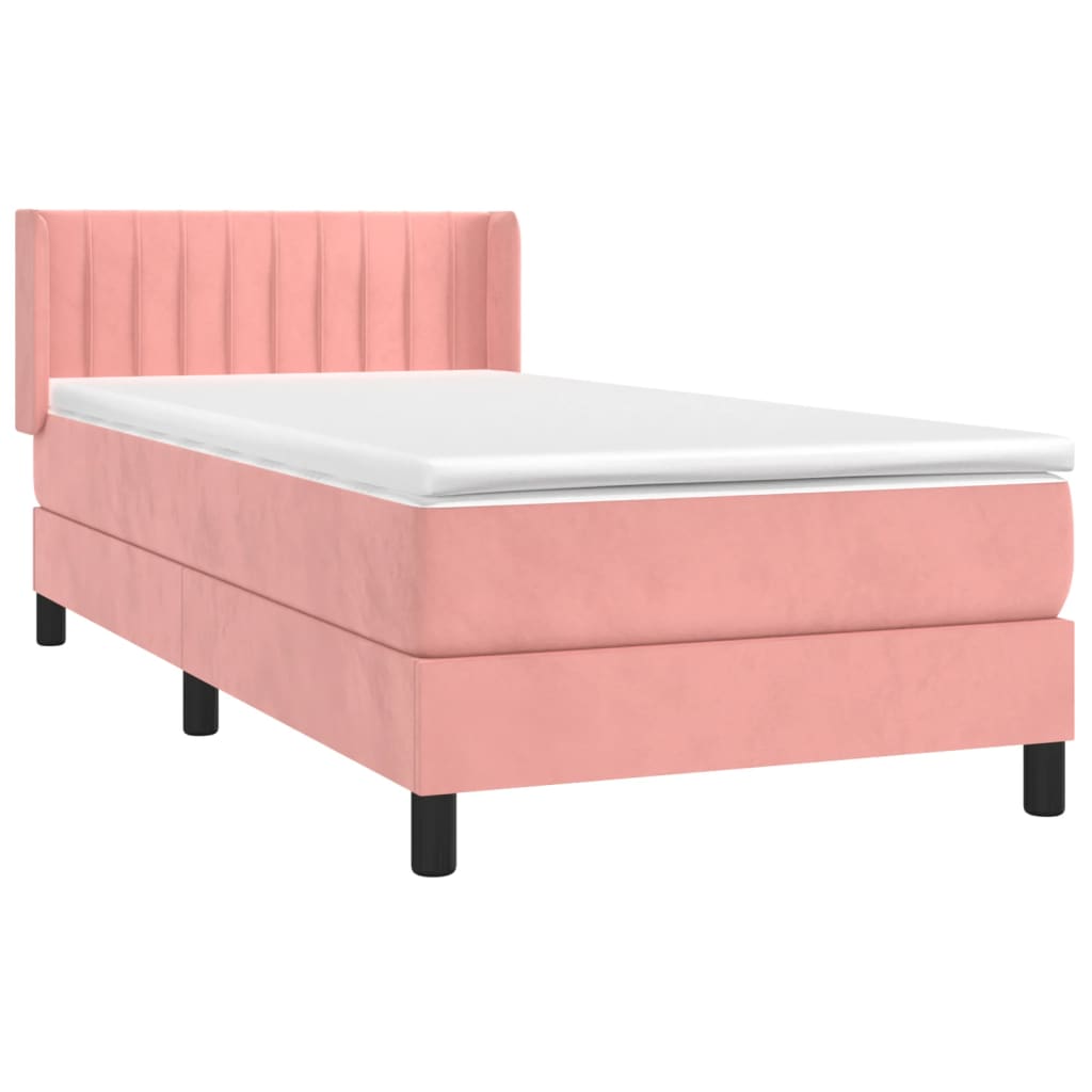 vidaXL Boxspring met matras fluweel roze 80x200 cm afbeelding
