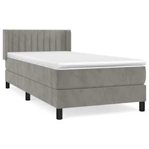Box spring postel s matrací světle šedá 90x190 cm samet - obrázek 2