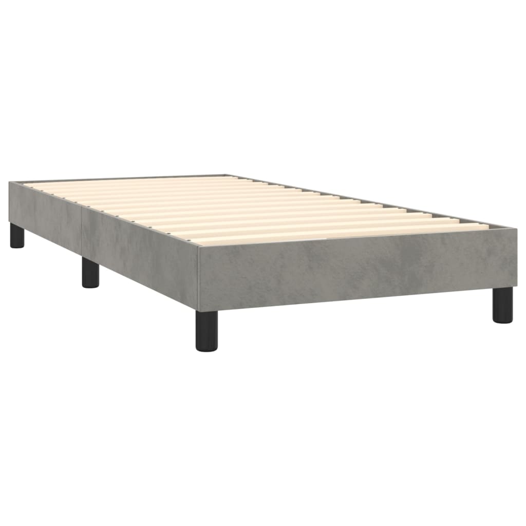 világosszürke bársony rugós ágy matraccal 90x190 cm