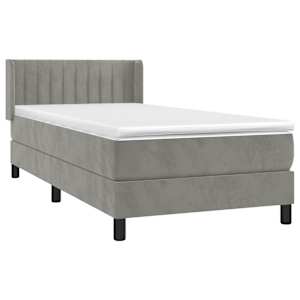 Box spring postel s matrací světle šedá 90x190 cm samet - obrázek 3