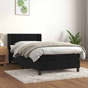 Box spring postel s matrací černá 90x190 cm samet - obrázek 1