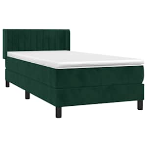 Box spring postel s matrací tmavě zelená 90x190 cm samet - obrázek 3