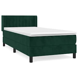 Box spring postel s matrací tmavě zelená 90x200 cm samet - obrázek 2